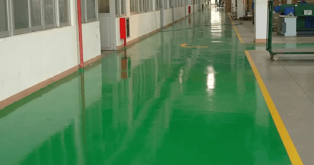 A factory floor professionally covered and marked with epoxy flooring in Dayton, OH